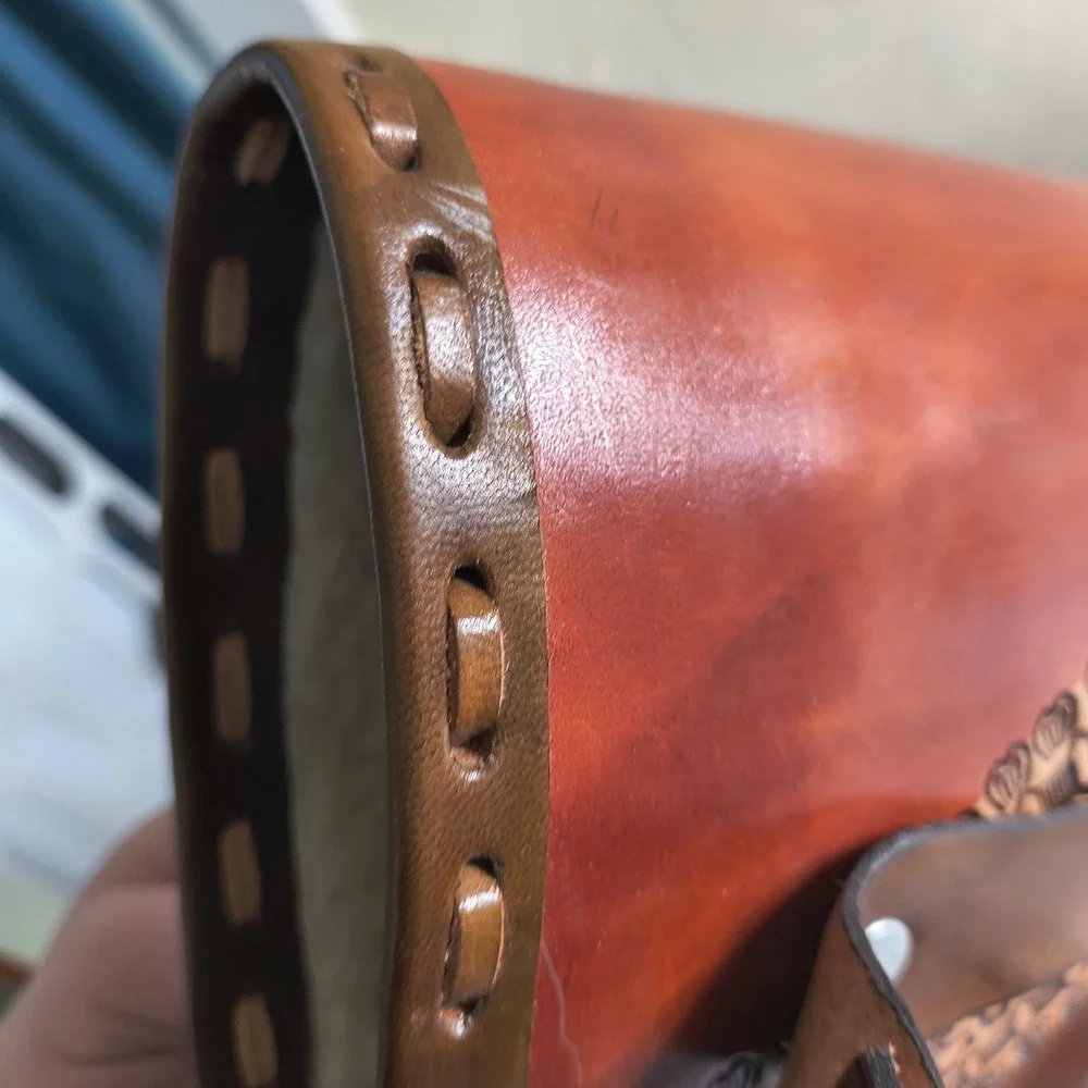 Vintage Hand Tooled Long Horn Skull Leather Rifle/ Shotgun Scabbard / Gun Case